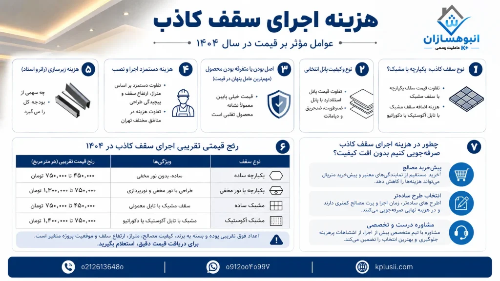 هزینه اجرای سقف کاذب